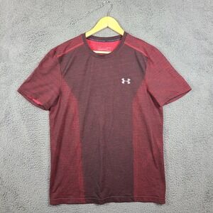 Under Armour Mens Threadborne HeatGear Fitted T-Shirt Maroon Red Large Heather